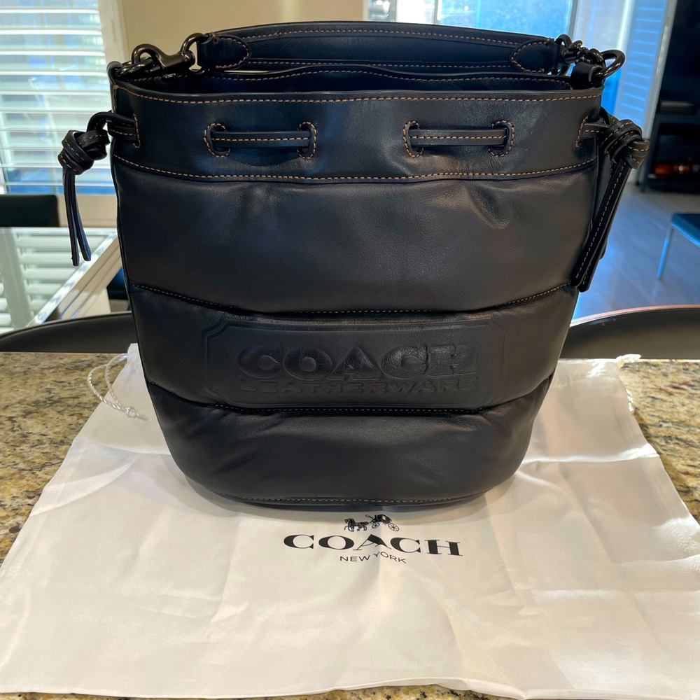 NWOT - Coach Field Quilted Leather Bucket Bag - Black